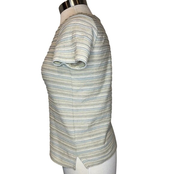 Vintage J. Jill Women SP Striped Short Sleeve  Cotton Top USA Y2K Pullover - Picture 4 of 13